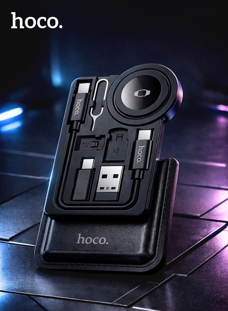 هوكو. شاحن لاسلكي متعدد الوظائف لساعة Apple Watch 1-9/SE/SE2/Ultra/Ultra2 مع كابل USB-C إلى USB-C ومجموعة محولات OTG للتخزين - Image 1